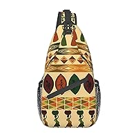 Bohemia Style Traditional African Pattern Print Cross Chest Bag Crossbody Backpack Sling Shoulder Bag Travel Hiking Daypack Cycling Bag