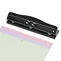 3 Hole Punch Heavy Duty, 3 Ring Hole Puncher for Binder, 10 Sheet  Adjustable Paper Punch, Metal Three Hole Punch with Built-in Waste Chip  Tray, Desktop 3 Hole Puncher Rubber Base, White 