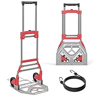 Goplus Folding Hand Truck, Lightweight Dolly Cart with Bungee Cord, Telescoping Handle, 2 Wheels, Portable Hand Cart for Office Home, Foldable Hand Truck Dolly