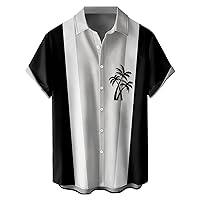 Hawaiian Shirt for Men 2024 Funny Mens Shirts Casual Coconut Tree Print Short Sleeve Button Up Shirt Men Tropical Tops
