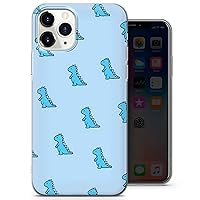 For iPhone XS Max - Cute Dino Phone Case, Colour Green Dinosaur T-Rex Cover - Thin Shockproof Slim Soft TPU Silicone - Design 1 - A105