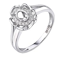 Diamond Rings For Women, 14k White Gold Wedding Bands For Women - Oval 4x6mm Semi Mount Ring, Natural Diamond Engagement Rings & White Gold Wedding Bands For Women Promotion