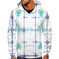 Hoodies For Men,Unisex Plus Size Full Zip Up Hoodie Tie-Dye Gradient Sweatshirt Long Sleeve Hooded Jacket