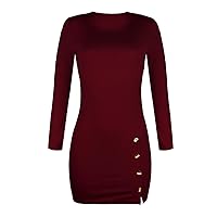 Women's Button Down Sweater Dress Ribbed Knit Bodycon Long Sleeve Mini Pencil Dress Sexy Knitted Club Mini Dresses