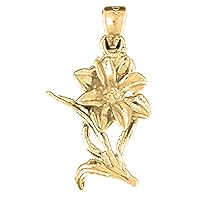 14K Yellow Gold Orchid Flower Pendant