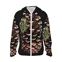 UPF50+ Pine Cone Sun Protection Hoodie Jacket Quick Dry Long Sleeve Sun Shirt For Men Women