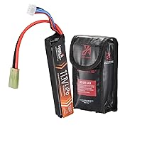 Lancer Tactical LiPo Airsoft Battery - 11.1V 1000mAh 20C Stick with Tamiya Connector (Safe Charging Bag Included)