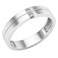 Dazzlingrock Collection 2 mm Princess Gemstone or Diamond Two Stone Mens Wedding Band Ring in 925 Sterling Silver