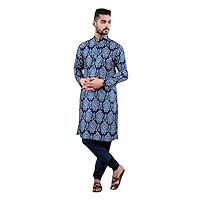 ELINA FASHION Men's Indian Satin Cotton Kurta Pajama Set Tunic Traditional Kurta Payjama Wear