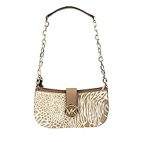 Michael Kors Carmen Small Animal Print Calf Hair Shoulder Bag Handbag (Camel)