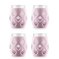 Ello Cru 17oz Stemless Wine Glass Set with Protective Silicone Sleeves, Cocktail Glass Pack Perfect for Summer Patios and Parties Holiday Gift for Her Him, Dishwasher Safe