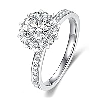 10/14/18K Gold Engagement Ring for Women Center 1 Carat Moissanite Ring Halo Style Wedding Promise Anniversary