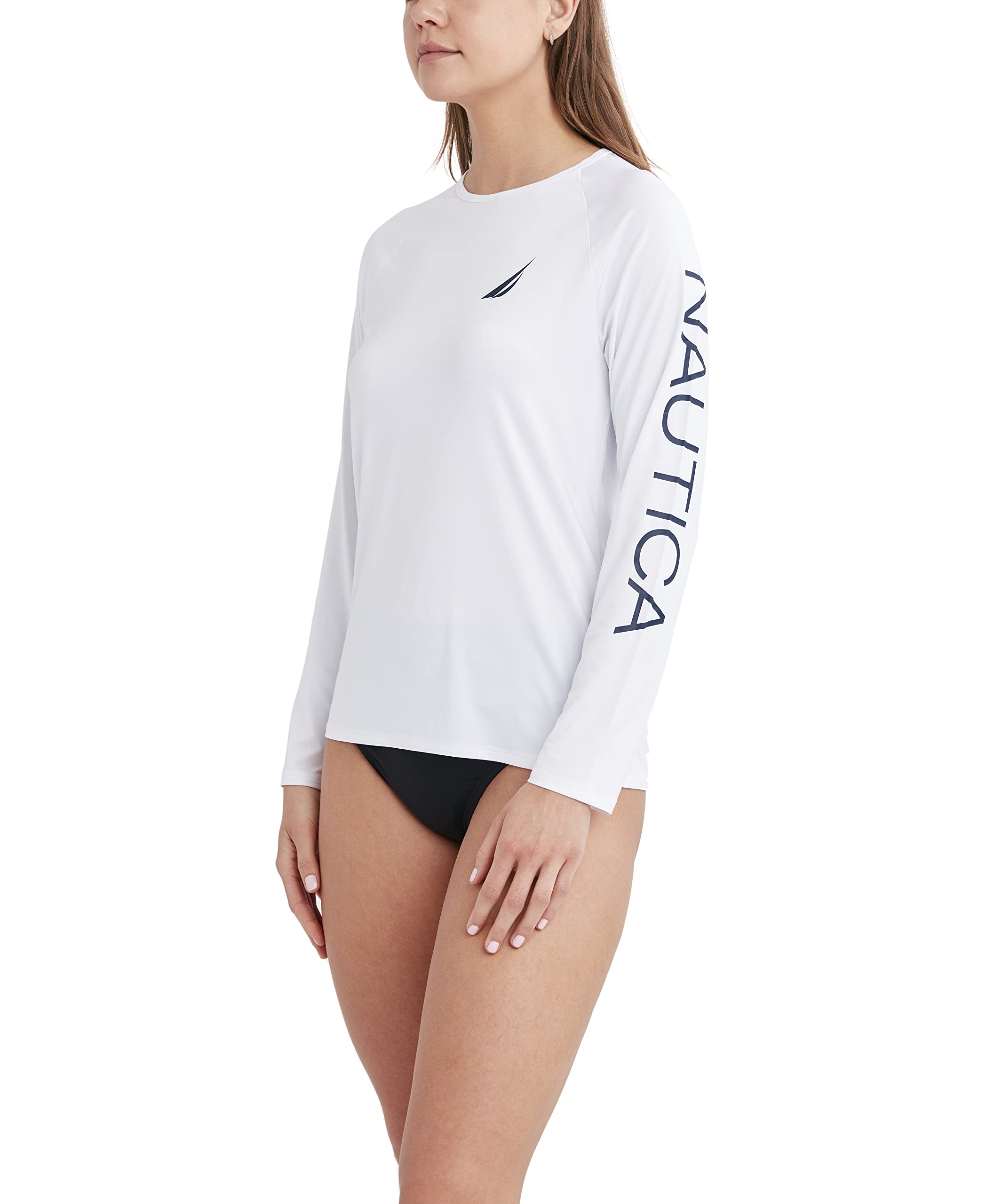 Nautica Women's Standard Long Sleeve Rashguard UPF 30+ Uv Sun Protection Swim Shirt