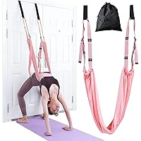 Yoga Stretching Strap, Adjustable Height Leg Stretcher Waist Back Stretch Band Aerial Yoga, Anti-gravity Inversion Exercises Door Flexibility Tensile Trainer for Rehab Pilates Dance Splits