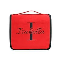 Red Custom Hanging Toiletry Bag Personalized Makeup Cosmetic Bag Travel Toiletry Organizer Large Capacity Cosmetic Case for Shaving Toiletries Brush Storage