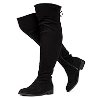 RF ROOM OF FASHION Women's Stretchy Over The Knee Low Heel Boots (Wide Calf Wide Width)