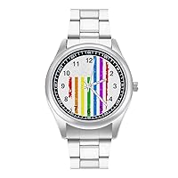 Rainbow LGBTQ Gay Pride Flag Classic Watches for Men Fashion Graphic Watch Easy to Read Gifts for Work Workout