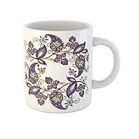 Coffee Mug Purple Floral East India Persia Paisley Eastern Abstract Beauty 11 Oz Ceramic Tea Cup Mugs Best Gift Or Souvenir For Family Friends Coworkers
