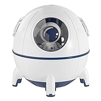 Humidifier for Bedroom Kids, Mini Water Diffuser with Colorful Night Lights Cool Air Mist Quiet Humidifiers with Cute Space Capsule Detachable Astronaut Rechargeable for Office Desktop 220ML(White)
