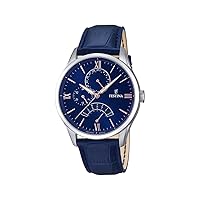 Festina Men's Quartz Watch with Blue Dial Analogue Display and Blue Leather Strap F16823/3