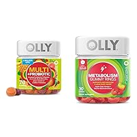 OLLY Multi + Probiotic Adult Multivitamin Gummy, 1 Billion CFUs, Digestive and Immune Support & Metabolism Gummy Rings, Apple Cider Vinegar, Vitamin B12, Chromium, Energy and Digestive Health