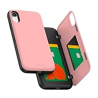 GOOSPERY iPhone XR Wallet Case with Card Holder, Protective Dual Layer Bumper Phone Case - Pink
