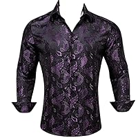Men Shirts Long Sleeve Paisley Embroidered Slim Fit Blouses Casual Breathable Tops
