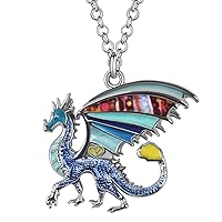 Enamel Alloy Dragon Necklace Fantasy Dinosaur Pendant Fashion Jewelry For Women Girls Charm Gift
