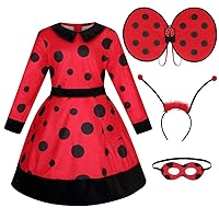 Lady Bug Costumes for Girls Dress with Headhand Wings Mask