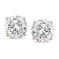 Amazon Collection Certified 14k Yellow Gold Round-Cut Diamond Stud Earrings (1/2cttw, K-L Color, I1-I2 Clarity)