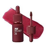 Peripera Ink the Velvet Lip Tint, High Pigment Color, Longwear, Weightless, Not Animal Tested, Gluten-Free, Paraben-Free (034 SMOKY RED)