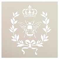 Bee Laurel Wreath Stencil by StudioR12 | DIY French Country Crown Home Decor Gift | Craft & Paint Wood Sign | Reusable Mylar Template | (6 x 6 INCHES) (6 inches x 6 inches)