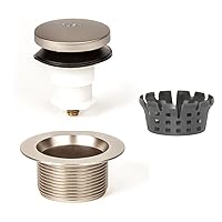 PF WaterWorks Toe Touch (Foot Actuated) Bath Tub Drain Assembly with Gasket - Coarse Thread 11.5 Threads Per Inch - Free Hair Catcher/Strainer;Brushed Nickel; PF0920-BN-TT-C