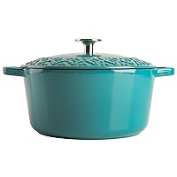 Spice by Tia Mowry 3.5 QT Enameled Cast Iron Dutch Oven W/Embossed Lid – Teal