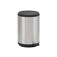 5 Liter Small Round Stainless Steel Step Trash Can with Soft Close Lid 1.3 Gallon, Silver