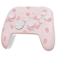FUNLAB [Luminous Pattern] Firefly Switch Pro Controller Wireless with 7 LED Colors/Paddle/Turbo, Bluetooth Remote Gamepad Compatible with Nintendo Switch/OLED/Lite for Halloween - Ghost Pink