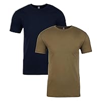 Next Level Mens Premium Fitted Short-Sleeve Crew T-Shirt - Midnight Navy + Military Green (2 Pack) - X-Small