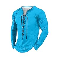 Men's V Neck Vinatge Henley Shirt Slim Fit Sexy Muscle Workout Tops Fashion Casual Plus Size Lightweight Graphic Tee