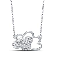 925 Sterling Silver Dreamy Diamond Clouds Shaped Pendant Necklace (0.08cttw, I-J/I2-I3) 18