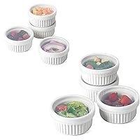 LE TAUCI Ramekins with Lids, 4 Pack 8 Oz + 4 Pack 12 oz Oven Safe Creme Brulee Ramekin Souffle Dishes with Covers