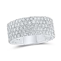 The Diamond Deal 10kt White Gold Mens Round Diamond 5-Row Pave Band Ring 4-3/8 Cttw