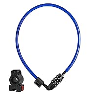 Security Cable Lock Set (2ft or 4ft), Resettable Combination Lock, Mounting Bracket, Portable and Compact for Bikes, Scooters and More 4ft