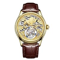 Aesop Tourbillon Mechanical Hand-Wind Vintage Wrist Watch Men Sapphire Crystal Luminous Cattle Skeleton Diamond Dial Clock Leather Band Your Business is Prosperous and Thriving