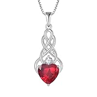 FJ Infinity Celtic Knot Necklace 925 Sterling Silver Birthstone Pendant Irish Good Luck Jewellery Gifts for Women