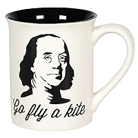 Our Name is Mud Fly a Kite Ben Franklin History Coffee Mug, 16 Ounce, Black and White