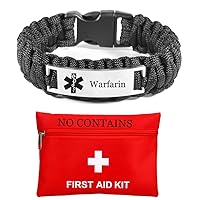 Personalized Paracord Medical Alert Bracelet Customized ID Bangle for Emergency Medic Healthcare Jewelry Reminder for Men Women,9 Inch