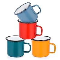TeamFar Coffee Mug Set of 6, 12 oz Enamel Mug Black Tea Camp