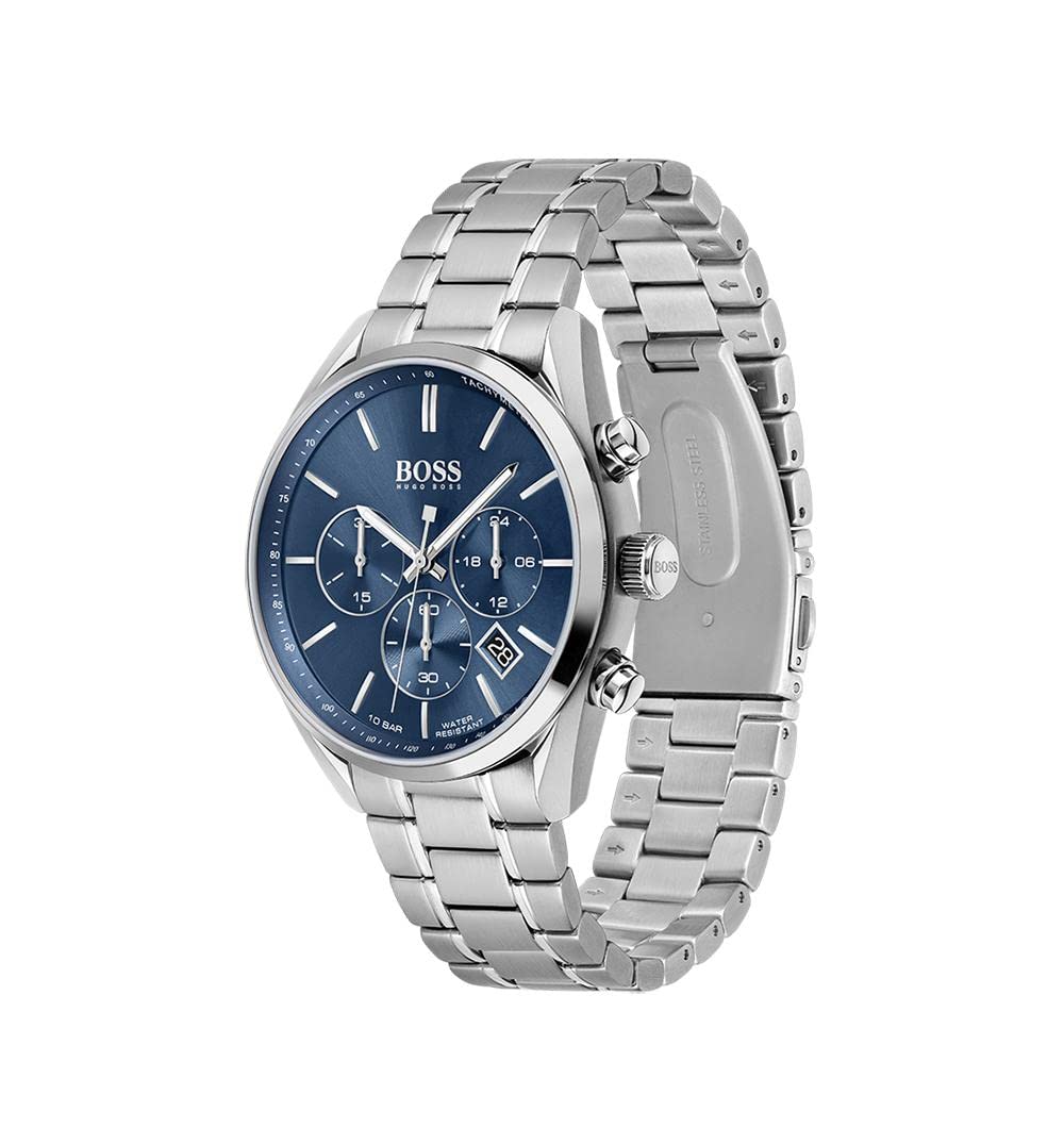 BOSS Men's Quartz Watch with Stainless Steel Strap, Silver, 22 (Model: 1513818)