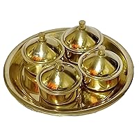 PARIJAT HANDICRAFT Brass Kumkum, Chandan, Chawal Holder/Kumkum Box for Gifting, Pooja, Thali, Mandir, Home, Temple, Gifting (Royal Kumkum Box)