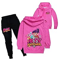Unisex Kids Long Sleeve Hooded Tops & Jogging Pants Outfit,Abby Hatcher Jacket 2Pcs Suit Cartoon Sweat Suit for Girls